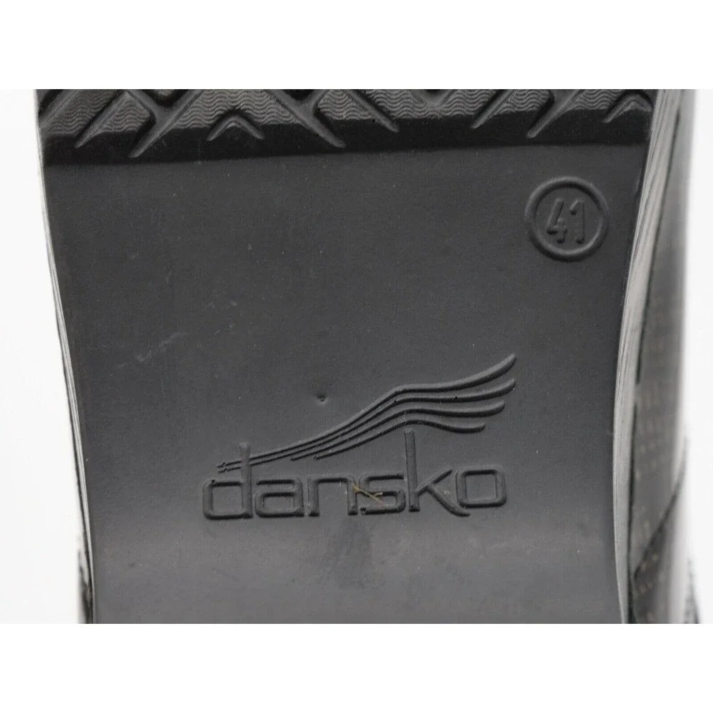 Dansko Original Professional Womens 11 Clogs Black Metallic Patent Leather Shoe - Picture 10 of 11